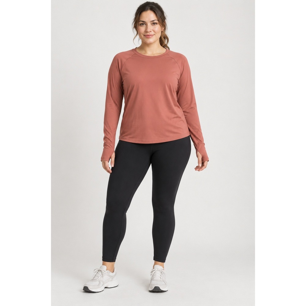 GapFit PowerYou Top L Rose Pink Long Sleeve Thumbhole Athletic Yoga Shirt